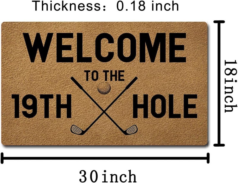 MELODADDY حصيرة ترحيب مضحكة مع ظهر مطاطي 18" (عرض) × 30" (طول) مرحبًا بكم في حفرة الجولف رقم 19 حصيرة مدخل مزخرفة لمداخل الأبواب الأمامية حصيرة مطاطية غير قابلة للانزلاق ديكور موضوع الجولف - Image 2